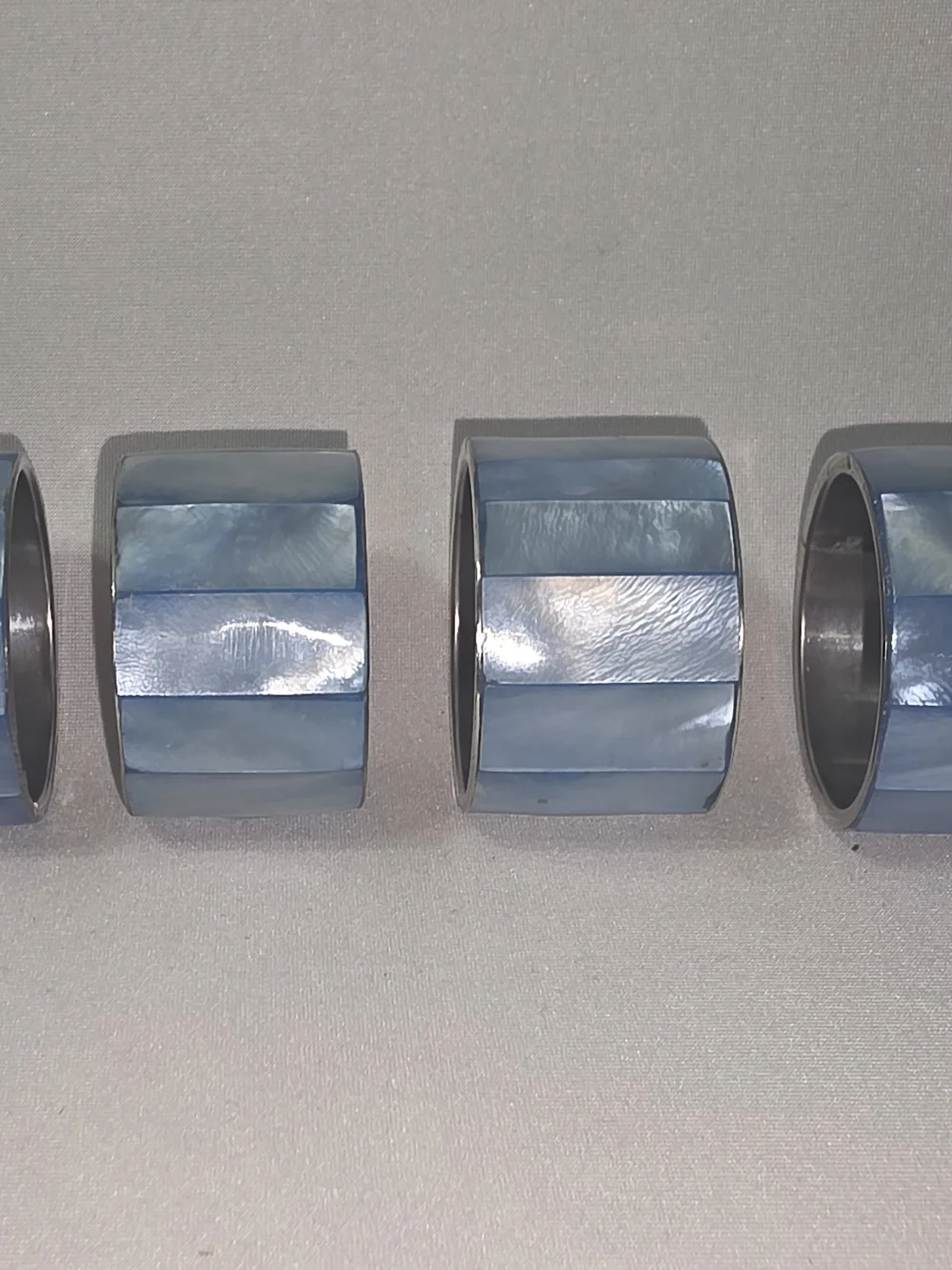 Blue Mother-of-Pearl Wide Napkin Ring Set - Elegant Table Accent